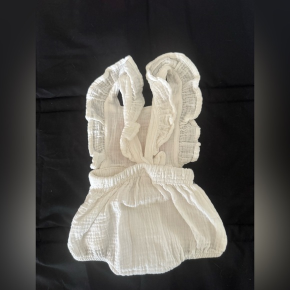 Chick Pea Organic White Baby Girl Overalls - Picture 2 of 3